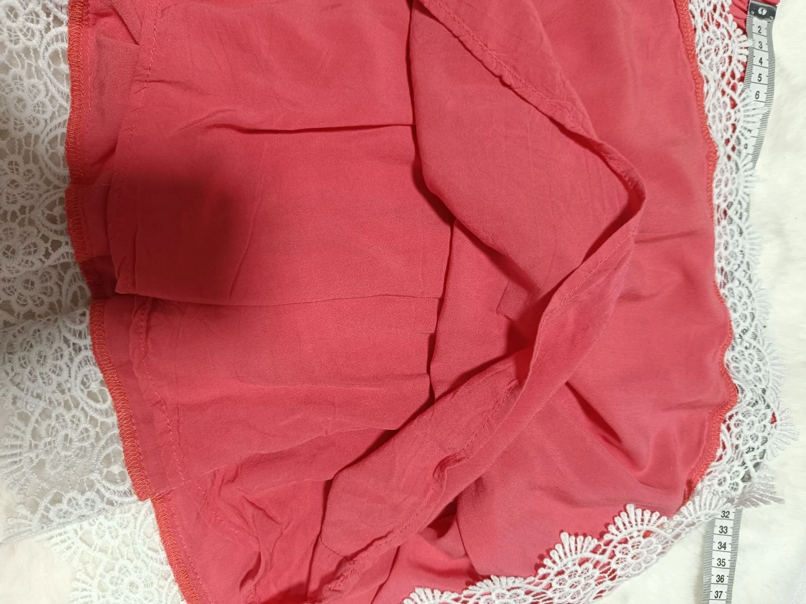 jupe courte en dentelle rose - jupe courte évasée dentelle rose – photo 12